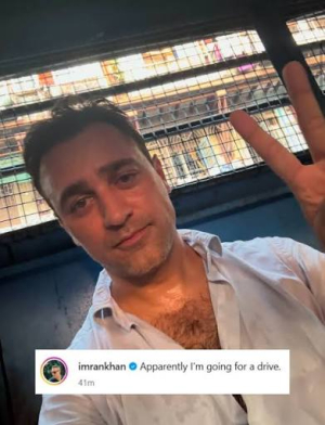 Actor Imran Khan shares selfie from police van after detention at Mumbai protest