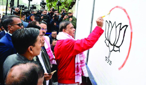 Assam CM launches BJP’s wall-writing campaign for Assembly elections