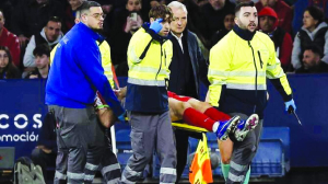 Atletico Madrid striker Sorloth taken to hospital after head injury