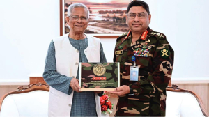 Bangladesh’s Chief Adviser Yunus bids farewell to staff, army chief