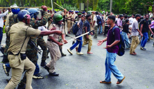 Bihar police use tear gas, water cannon on students demanding Pradhan’s resignation
