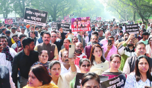 BJP workers detained after protest at Congress HQ