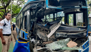 BMTC electric bus crashes into Vayu Vajra Bus in Bengaluru, several injured