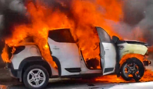 Car catches fire on Delhi’s MB Road due to intense heat
