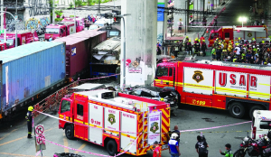 Cargo train hits public bus in Bangkok, eight people killed