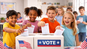 Children cast mock ballots