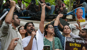CJP leader Abhijeet Dipke leads protest as crowds gather at Jantar Mantar