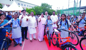 CM distributes bicycles to class 9 girls