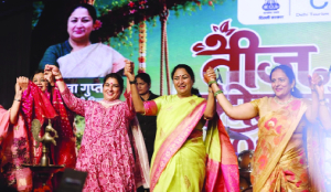CM Rekha Gupta attends Teej Mahotsav at Dilli Haat