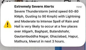 Delhi-NCR phones receive extreme weather alert as IMD warns of thunderstorms and hailstorm