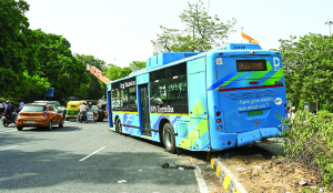 DTC bus climbs divider after brake failure