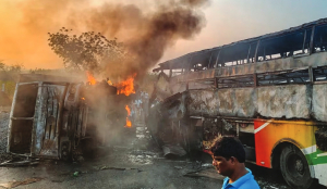 Fire on board bus kill 14 in Andhra Pradesh