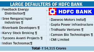 HDFC Bank’s INR 54,315 crore large defaulter load