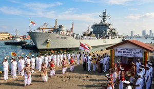 INS Airavat gets warm welcome at Colombo Port