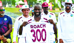 Kemar Roach takes his 300th Test wicket