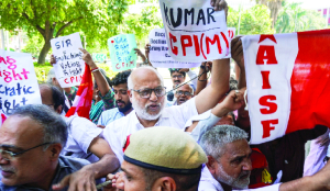 Left protests outside ECI headquarters, demands ouster of CEC