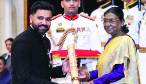Mammootty, Rohit Sharma receive Padma awards