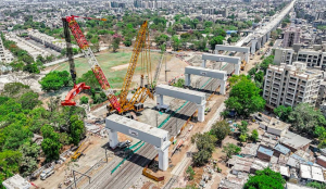 Mumbai Ahmedabad Bullet Train project installs 5 heavy portal beams over Ahmedabad tracks in 22 days