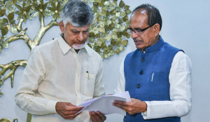 Naidu, Shivraj Singh Chauhan lay foundation for 3 lakh welfare houses in Andhra