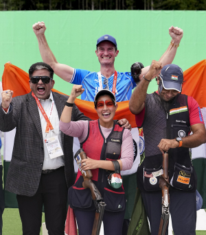 Neeru Dhanda, Kynan Chenai win trap mixed team gold, smash Asian record