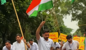 NSUI stages Tiranga March at Delhi University