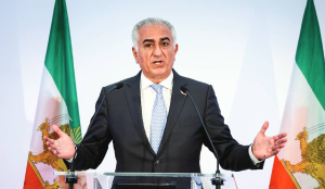 Pahlavi splattered with red liquid in Berlin