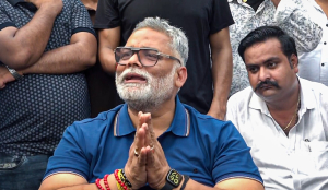 Pappu Yadav attacked with slipper during press meet over Ram temple donation skit
