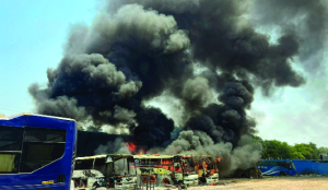 Parked buses catch fire at depot in Indore; no casualties
