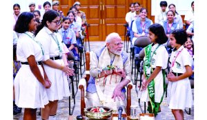 PM Modi celebrates Raksha Bandhan with schoolgirls at Lok Kalyan Marg