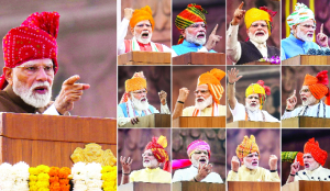 PM Modi wears maroon Bandhani safa for 80th Independence Day
