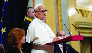 Pope seeks respect for migrants, international law in first papal speech to Spanish Parliament