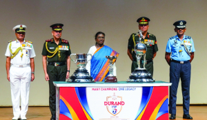 President Murmu unveils Durand Cup trophies