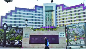 PWD building decorative bird enclosure at Delhi Secretariat
