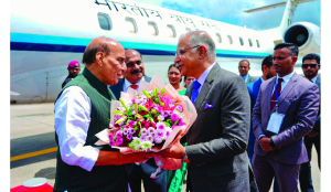 Rajnath arrives in Sri Lanka on three-day visit