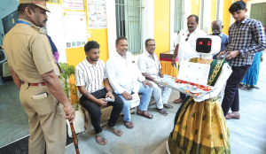 Robot welcomes voters with flowers at Puducherry booth