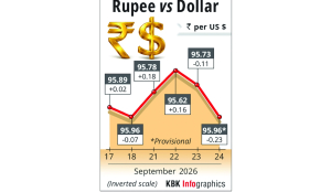Rupee plunges 23 paise to 95.96 against US dollar