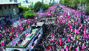 Sea of black-clad mourners fills Tehran streets