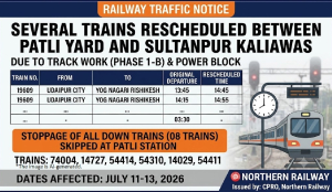 Several trains rescheduled between Patli yard and Sultanpur Kaliawas