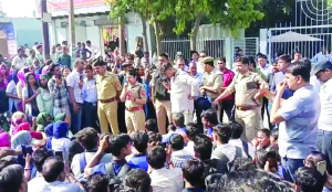 Shiv Nadar University workers protest, demand salary hike