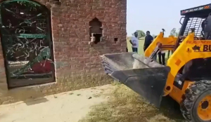 Shrine built on pasture land bulldozed in UP's Sambhal