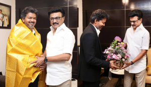 Tamil Nadu CM Joseph Vijay meets MK Stalin after assembly election victory