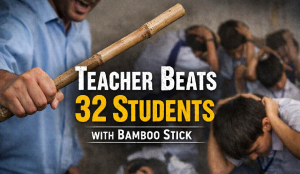 Teacher beats 32 students with bamboo stick