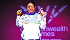 Tricolour in hair, tears in her eyes: Mirabai’s golden tribute to India