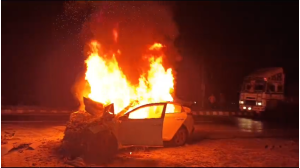 Two killed, 2 injured as SUV catches fire after hitting electric pole in Assam's Nagaon
