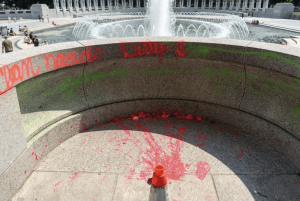 Washington’s World War II Memorial vandalised with red paint