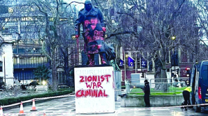 Winston Churchill statue defaced with graffiti, suspect arrests
