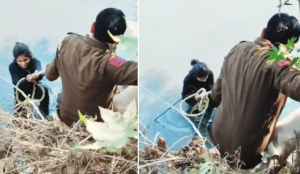 Woman filming reel falls into drain, rescued