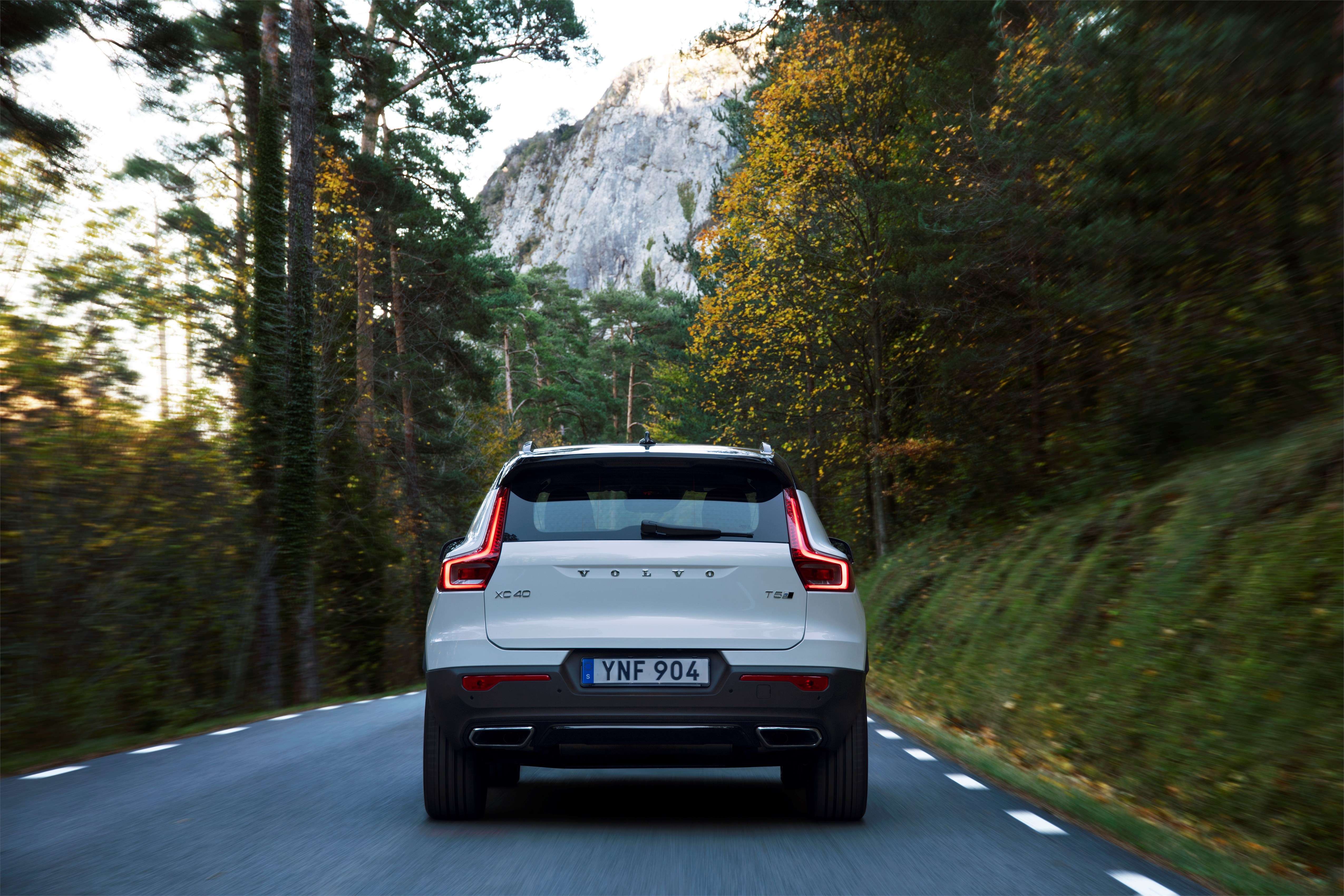 New Volvo XC40 R-Design in Crystal white with black roof - exterior, on location