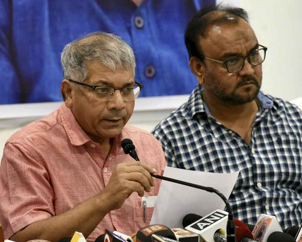 B R Ambedkar's grandson and Dalit leader Prakash Ambedkar interacts with media during a press conference in Nagpur - PTI