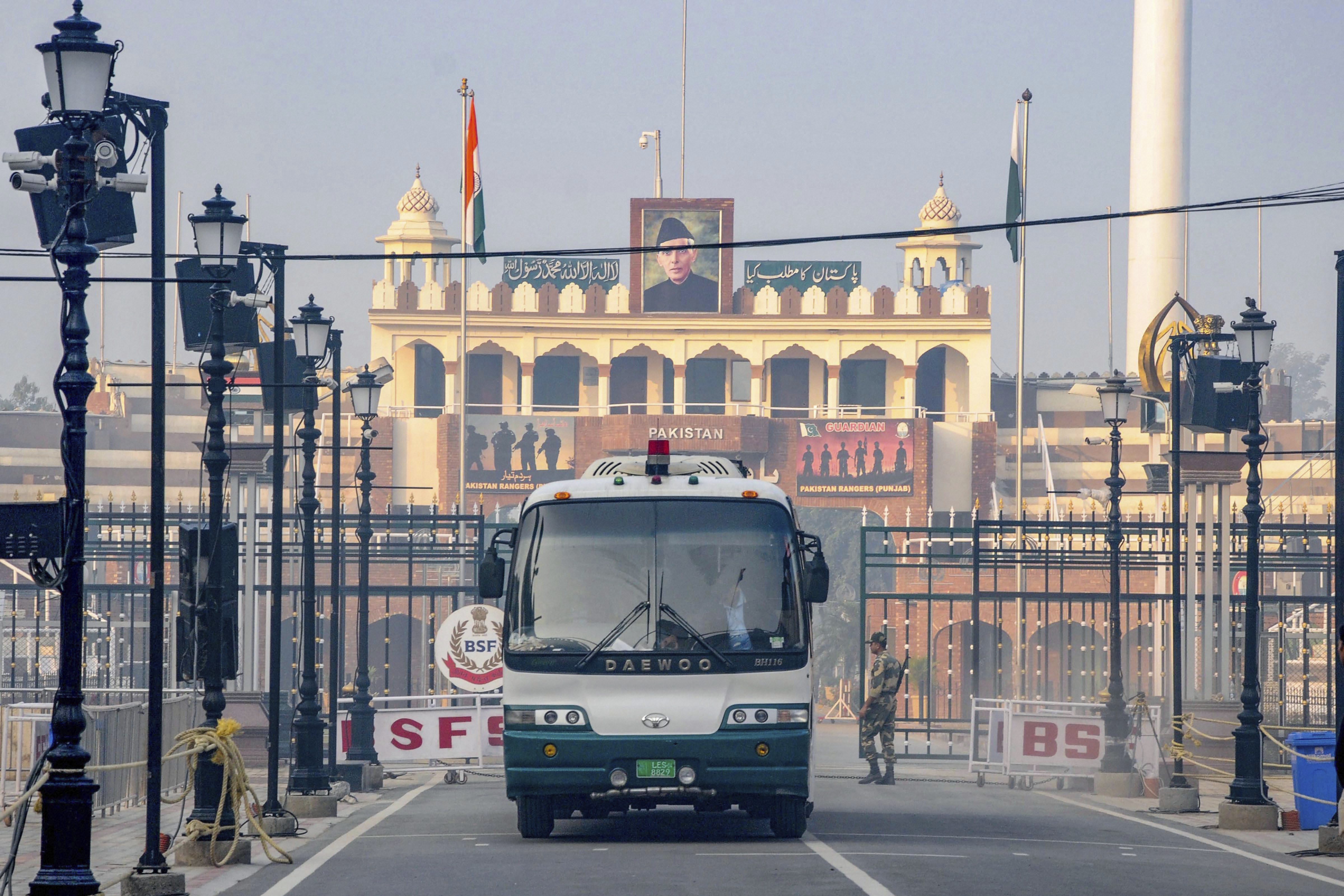 Lahore-Delhi bus enters India through the Attari-Wagah land border - PTI